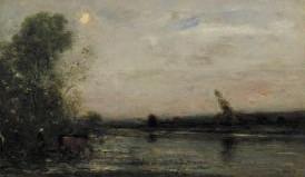 Charles-Francois Daubigny Rivier bij avond oil painting picture